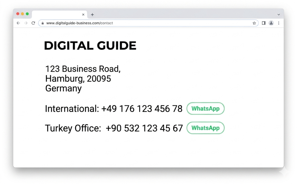Phone number with WhatsApp button on a webpage